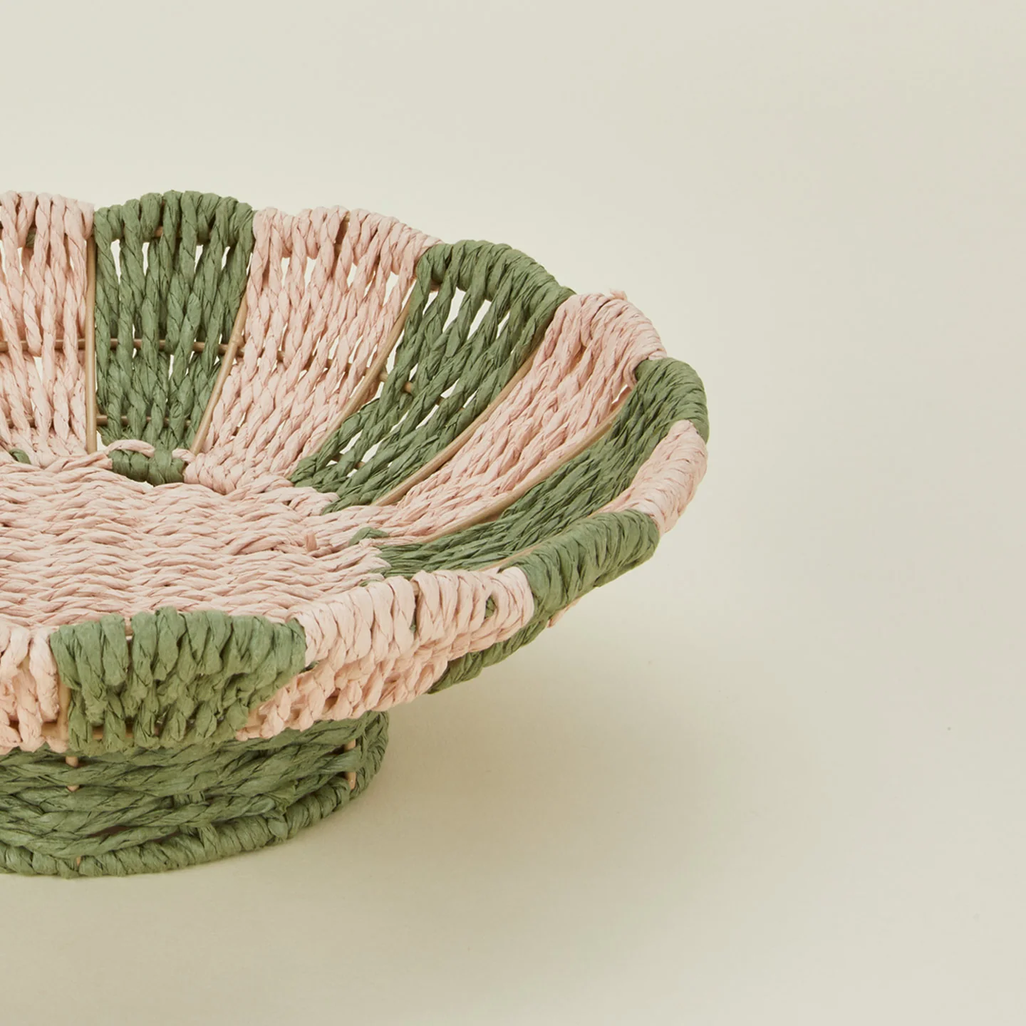 Woven Rope Footed Bowl - Green Stripe - Image 4